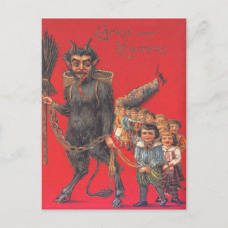 Krampus met stoute kinderen briefkaart