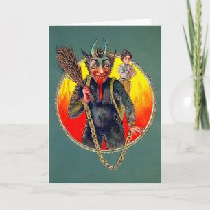 Krampus met vrouwelijke feestkaart Feestdagen Kaart