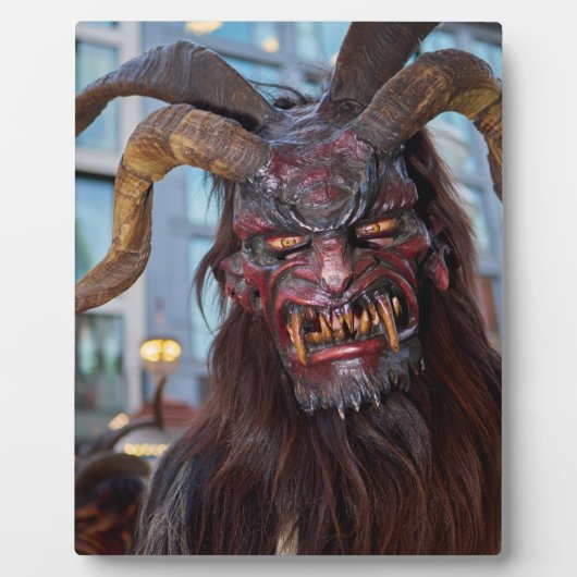 Krampus mit roten Hörnern Fotoplaat (Voorkant)