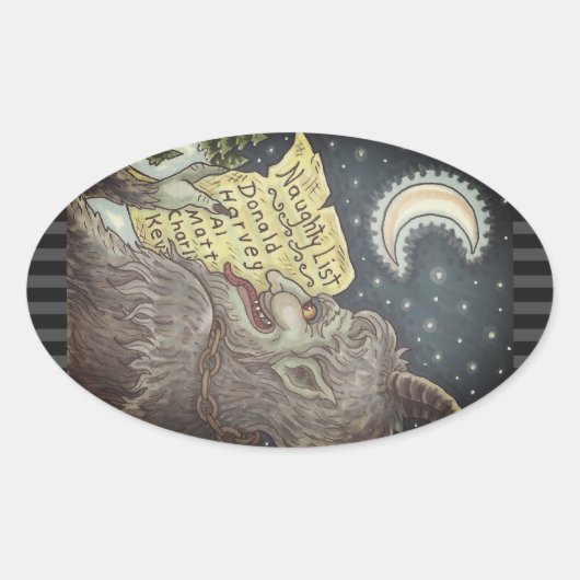 KRAMPUS NAUGHTY KINDEREN LIJST KERST STICKERS (Voorkant)