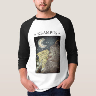 KRAMPUS NAUGHTY LIST, CHRISTMAS 3/4 SLEEVE T-SHIRT