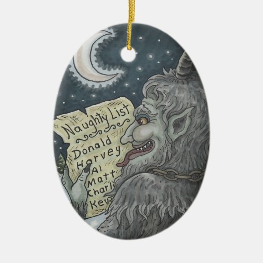 KRAMPUS NAUGHTY LIST, CHRISTMAS GOTHIC ORNAMENT Ov (Voorkant)