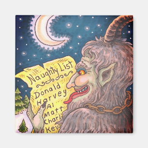 KRAMPUS NAUGHTY LIST CHRISTMAS MAGNET Customize Magneet