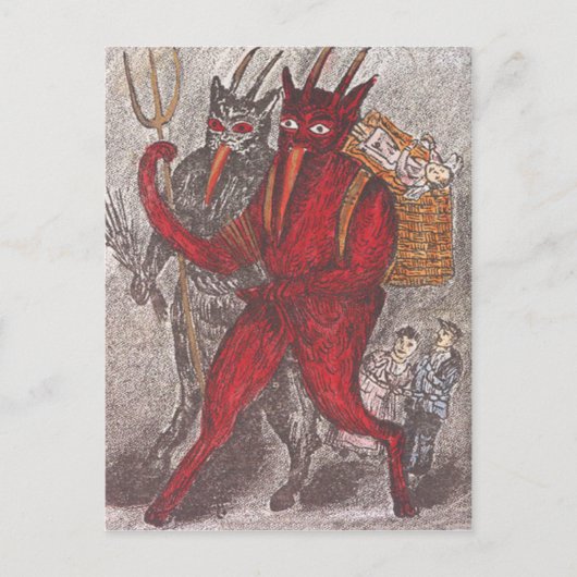 Krampus neemt kind briefkaart (Voorkant)
