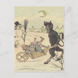 Krampus neemt slecht kind mee briefkaart