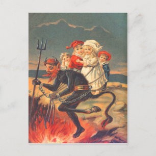 Krampus ontvoert kinderen briefkaart