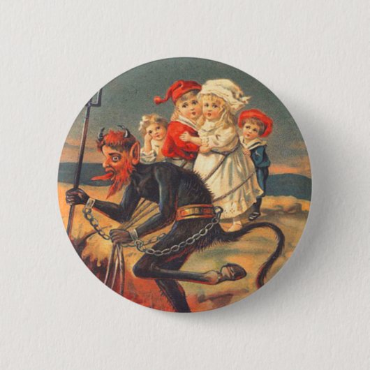 Krampus ontvoert kinderen ronde button 5,7 cm (Voorkant)
