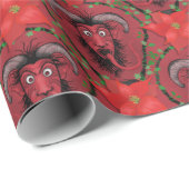 Krampus Poinsetta Cadeaupapier (Rol Hoek)