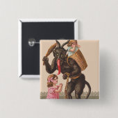 Krampus Punting Children Switch Chain Vierkante Button 5,1 Cm (Voorkant /achterkant)
