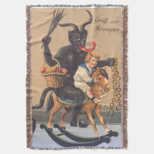 Krampus Riding Hobbyhorse with Boy Deken (Voorkant Verticaal)