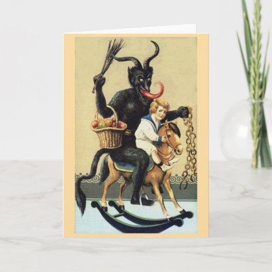 Krampus Rocking Horse Fête de Noël Carte de voeux (Devant)