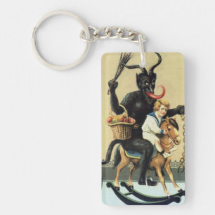 Krampus Rocking Horse Vakantie Kerst Sleutelhanger