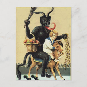 Krampus Rocking Horse Vintage Christmas Xmas Feestdagenkaart