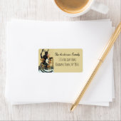 Krampus Rocking Paard Slechte Demon Kerstmis Etiket (Insitu)