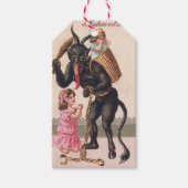 Krampus Scaring Girls feestdag kerst Cadeaulabel (Voorkant)