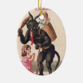 Krampus Scaring Girls feestdag kerst Keramisch Ornament (Achterkant)