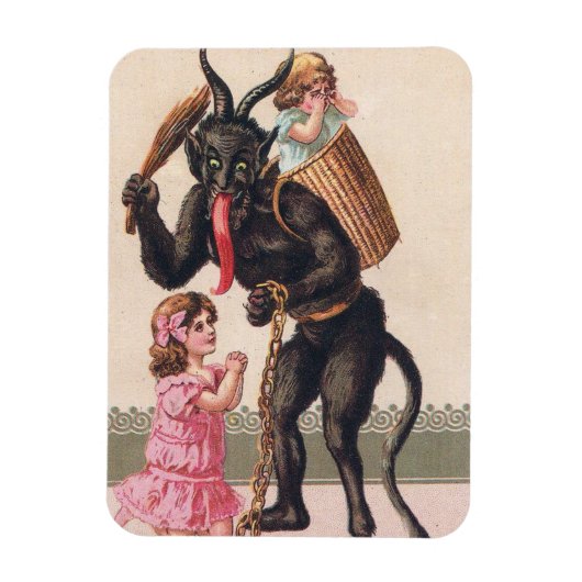 Krampus Scaring Girls  feestdag kerst Magneet (Verticaal)
