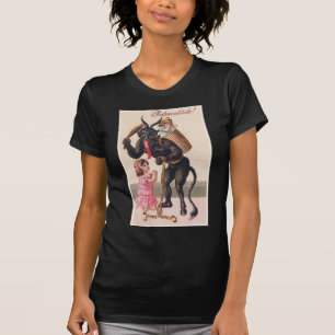 Krampus Scaring Girls  feestdag kerst T-shirt