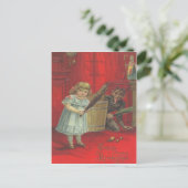 Krampus speelt met meisje briefkaart (Staand voorkant)