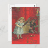 Krampus speelt met meisje briefkaart (Voorkant / Achterkant)