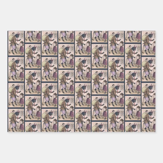 Krampus + St Nick Wrapping Paper Set (Voorkant 3)
