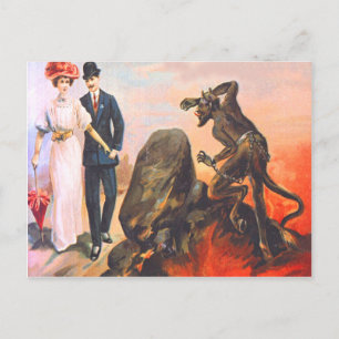 Krampus stalkt volwassen stel briefkaart