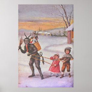 Krampus steelt speelgoed en kinderen poster