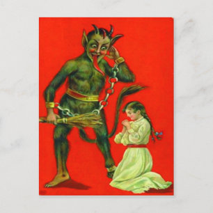 Krampus straffen een slecht meisje briefkaart