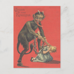 Krampus straft meisje briefkaart