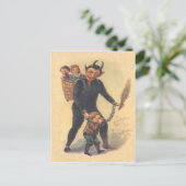 Krampus straft slecht kind briefkaart (Staand voorkant)