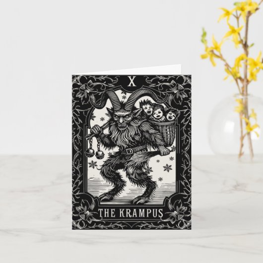 Krampus Tarot Card Design Christmas Season Evil Pa Kaart (Gele Bloem)