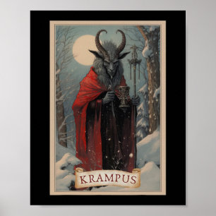 Krampus Tarot Kaart Design Xmas Hail Santa Kerstmi Poster