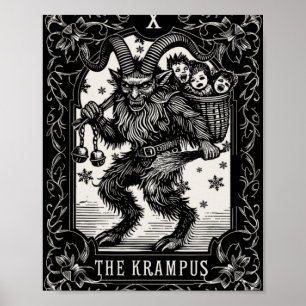 Krampus Tarot Kaart Ontwerp Kerstseizoen Kwaad Pa Poster
