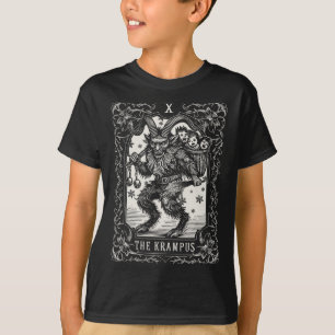 Krampus Tarot-kaartontwerp Kerstseizoen Kwaadaardi T-shirt