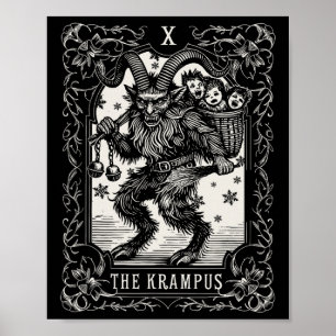Krampus Tarotkaartontwerp Kerstseizoen Kwaadaardig Poster
