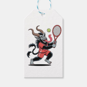 Krampus Tennis Kerstmis Court Demon Tennis Cadeaulabel