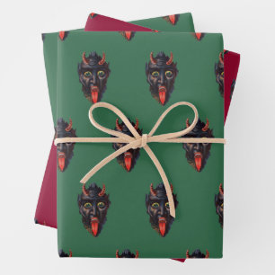 Krampus Thed Wrapping Paper Flat Sheet Set van 3