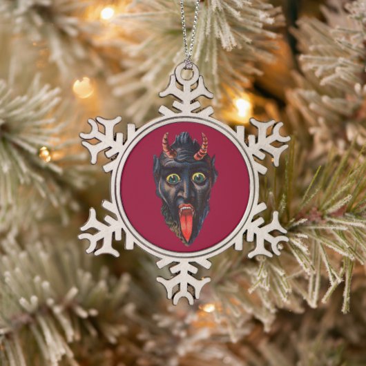 Krampus Tin Sneeuwvlok Ornament (Boom)