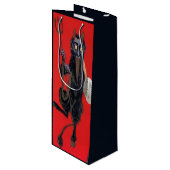 Krampus Wine Gift Bag Wijn Cadeautas (Voorkant Gekanteld)