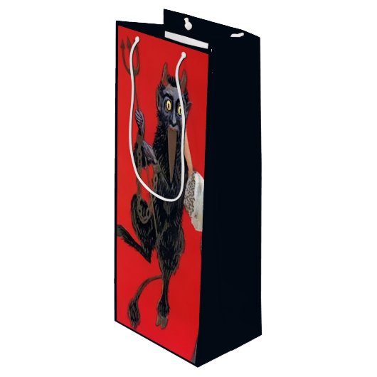 Krampus Wine Gift Bag Wijn Cadeautas (Voorkant Gekanteld)