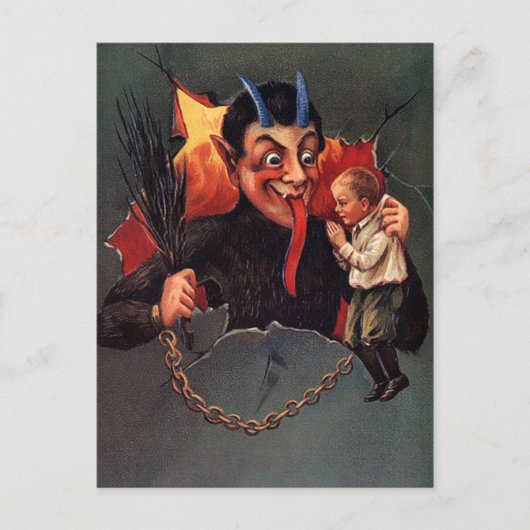 Krampus with Boy Briefkaart (Voorkant)