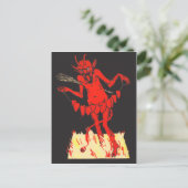 Krampus zet harten op een snaar briefkaart (Staand voorkant)