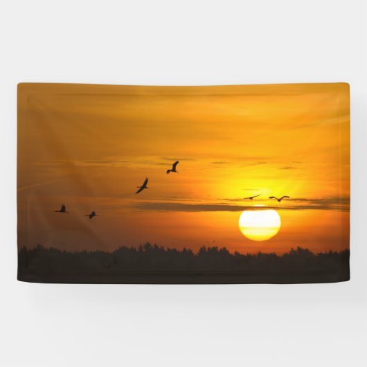 Kranen bij zonsopgang spandoek (Horizontaal)