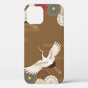 Kranen en chrysanten Japanse traditionele patroon iPhone 12 Hoesje