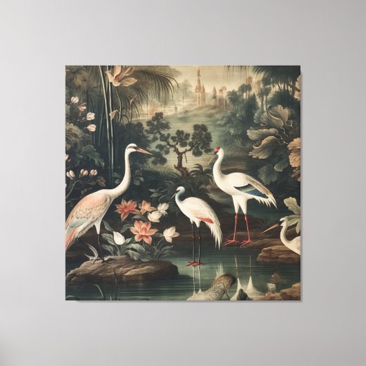 kranen en paleizen in de tropen canvas afdruk (Voorkant)