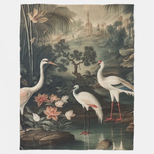kranen en paleizen in de tropen fleece deken (Voorkant)