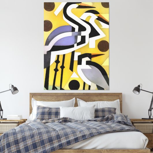 kranen in Abstracte geometrische tekenstijl op gee Canvas Afdruk (Insitu (Slaapkamer))