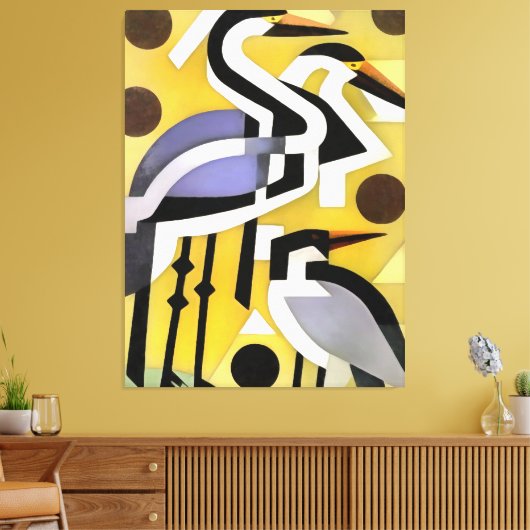 kranen in Abstracte geometrische tekenstijl op gee Canvas Afdruk (Insitu (Woonkamer))