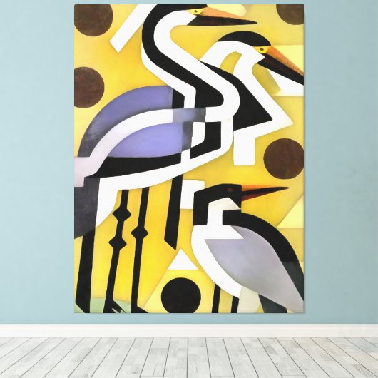 kranen in Abstracte geometrische tekenstijl op gee Canvas Afdruk (Insitu (Houten vloer))