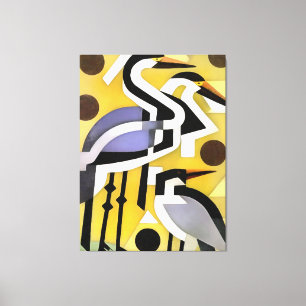 kranen in Abstracte geometrische tekenstijl op gee Canvas Afdruk